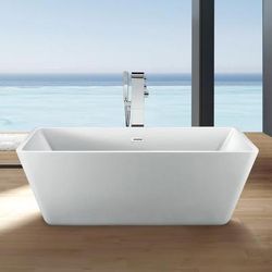 Randolph Morris Ella 63 Inch Acrylic Double Ended Freestanding Tub - No Faucet Drillings RMA190-W