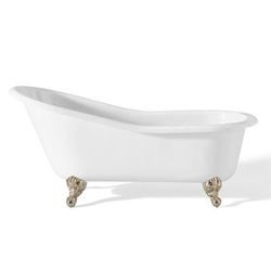 Cheviot 61 Inch Cast Iron Slipper Clawfoot Tub - Continuous Rolled Rim - No Faucet Drillings 2108-WW-PN