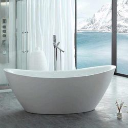 Randolph Morris Gloria 71 Inch Acrylic Double Slipper Freestanding Tub - No Faucet Drillings RMJ18-BB