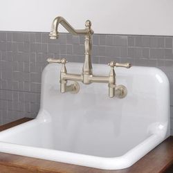 Randolph Morris Falco Wall Mounted Bridge Kitchen Faucet - Metal Lever Handles RMK90ML-BN
