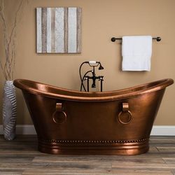 Randolph Morris Hadley 71 Inch Copper Freestanding Double Slipper Bathtub - Medium Copper RMC4-M