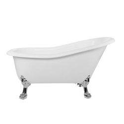 Randolph Morris Paris 54 Inch Acrylic Slipper Clawfoot Tub - Rim Faucet Drillings - Lion Paw Feet RMA54SL7WLPC