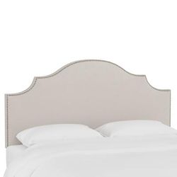 Microsuede Nail Button Botched Headboard by Skyline Furniture in Premier Platinum (Size FULL)