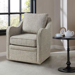 Madison Park Wide Seat Swivel Arm Chair in Grey Multi - Olliix MP103-0985