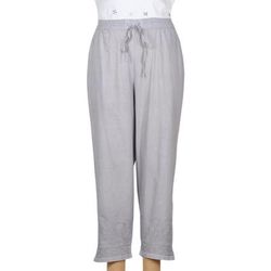 Paisley Greys,'Grey Indian Cotton Cropped Pants with Embroidered Detail'