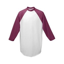 Augusta Sportswear AG4420 Athletic Baseball 3/4 Sleeve Top 2.0 in White/Maroon size Large | Cotton Polyester 4420