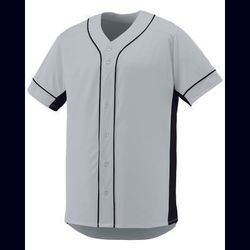 Augusta Sportswear 1661 Athletic Youth Slugger Jersey T-Shirt in Silver/Black size Large | Polyester