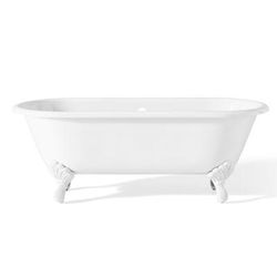 Cheviot Regal 61 Inch Double Ended Cast Iron Clawfoot Tub - Continuous Roll Rim - No Faucet Drillings 2169-WW-WH