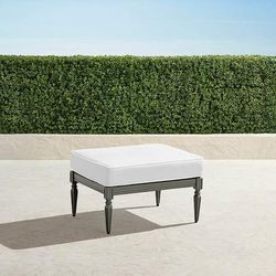 Avery Ottoman with Cushion in Slate Aluminum - Standard, Rain Resort Stripe Cobalt - Frontgate