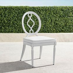 Set of 2 Avery Dining Side Chairs with Cushions in White Aluminum - Standard, Rumor Midnight - Frontgate