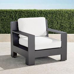 St. Kitts Lounge Chair with Cushions in Matte Black Aluminum - Standard, Cara Stripe Air Blue - Frontgate