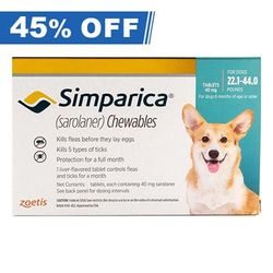 Simparica For Medium Dogs 22 To 44lbs (Blue) 6 Doses