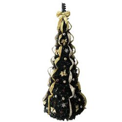 Fully Decorated Pre-Lit 4 Pop-Up Christmas Tree by BrylaneHome in Silver Gold