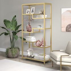 Johann Brass Finish Bookcase - Hudson & Canal BK0452