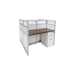 48"W x 49"D x 48"H White Laminate Washable Double Starter Cubicle