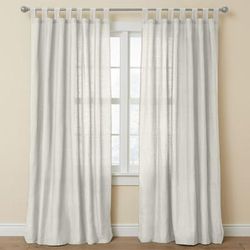 Wide Width Poly Cotton Canvas Tab-Top Panel by BrylaneHome in Eggshell (Size 48" W 63" L) Window Curtain