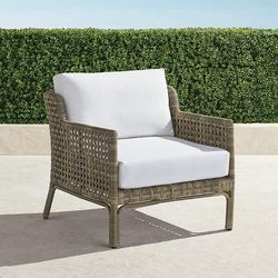 Seton Lounge Chair with Cushions in Desert Wicker - Standard, Resort Stripe Cobalt - Frontgate