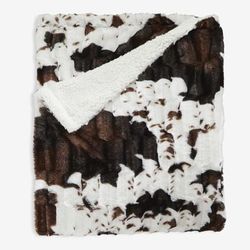 Faux Fur Animal Print Blanket by BrylaneHome in Cow Print (Size KING)