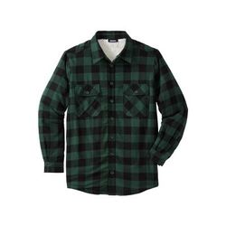 Men's Big & Tall Fleece Sherpa Shirt Jacket by KingSize in Hunter Check (Size 5XL)