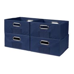 Niche Cubo Set of 4 Half-Size Foldable Fabric Storage Bins in Blue - Regency HTOTE064PKBE