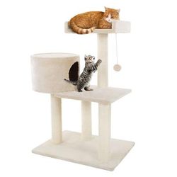 3 Tier Cat Tree, 31" H, 18.45 LBS, Off-White