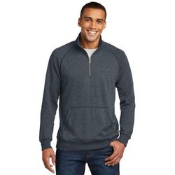 District DM392 Lightweight Fleece 1/4-Zip T-Shirt in Heathered Navy Blue size Small | Cotton/Polyester Blend