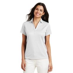 Port Authority L528 Women's Performance Fine Jacquard Polo Shirt in White size Medium | Polyester