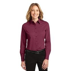 Port Authority L608 Women's Long Sleeve Easy Care Shirt in Burgundy/Light Stone size 6XL | Cotton/Polyester Blend