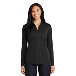 Sport-Tek LST357 Women's PosiCharge Competitor 1/4-Zip Pullover T-Shirt in Black size Large | Polyester