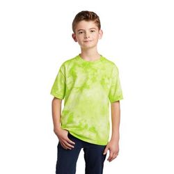 Port & Company PC145Y Youth Crystal Tie-Dye Top in Lemon Lime size Medium | Cotton