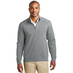 Port Authority K807 Interlock 1/4-Zip in Medium Heather Gray/Charcoal size XL | Cotton Polyester