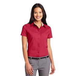 Port Authority L508 Women's Short Sleeve Easy Care Shirt in Red/Light Stone size 5XL | Cotton/Polyester Blend