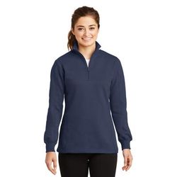 Sport-Tek LST253 Women's 1/4-Zip Sweatshirt in True Navy Blue size 2XL | Cotton/Polyester Blend