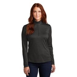 Sport-Tek LST469 Women's Endeavor 1/4-Zip Pullover T-Shirt in Black Heather size 3XL | Polyester