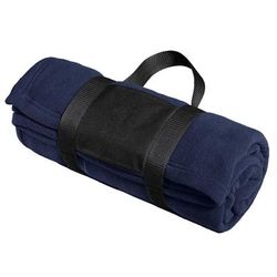 Port Authority BP20 Fleece Blanket with Carrying Strap in True Navy Blue size OSFA | Polyester