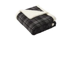 Port Authority BP43 Flannel Sherpa Blanket in Black Uneven Plaid size OSFA | Polyester