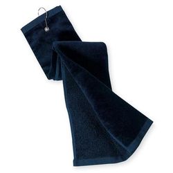 Port Authority TW50 Grommeted Tri-Fold Golf Towel in Navy Blue size OSFA | Cotton Blend
