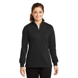 Sport-Tek LST253 Women's 1/4-Zip Sweatshirt in Black size 2XL | Cotton/Polyester Blend