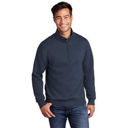 Port & Company PC78Q Core Fleece 1/4-Zip Pullover Sweatshirt in Navy Blue size Large | Cotton Polyester