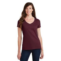 Port & Company LPC450V Women's Fan Favorite V-Neck Top in Maroon size XS | Cotton