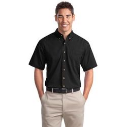 Port Authority S500T Short Sleeve Twill Shirt in Black size 4XL | Cotton