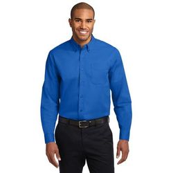 Port Authority S608ES Extended Size Long Sleeve Easy Care Shirt in Strong Blue size 9XL | Cotton/Polyester Blend