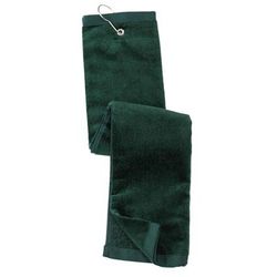 Port Authority TW50 Grommeted Tri-Fold Golf Towel in Hunter size OSFA | Cotton Blend