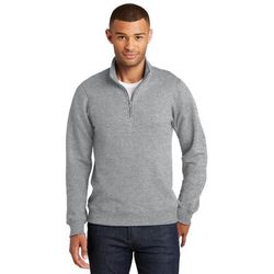 Port & Company PC850Q Fan Favorite Fleece 1/4-Zip Pullover Sweatshirt in Heather size Medium | Cotton