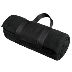 Port Authority BP20 Fleece Blanket with Carrying Strap in Black size OSFA | Polyester