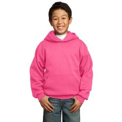 Port & Company PC90YH Youth Core Fleece Pullover Hooded Sweatshirt in Neon Pink size Large