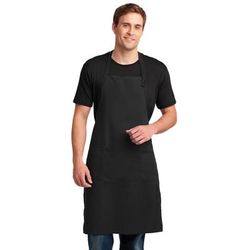 Port Authority A700 Easy Care Extra Long Bib Apron with Stain Release in Black size OSFA | Cotton/Polyester Blend