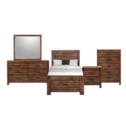 Wren Twin 5PC Platform Storage Bedroom Set In Chestnut - Picket House Furnishings WN100TSB5PC