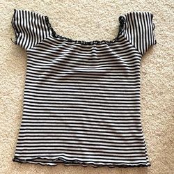 Brandy Melville Tops | Brandy Melville Mini Off The Shoulder | Color: Black/Cream | Size: Os (Comparable To S Or M)