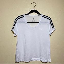 Adidas Tops | Adidas Short Sleeve White V-Neck | Color: Black/White | Size: S